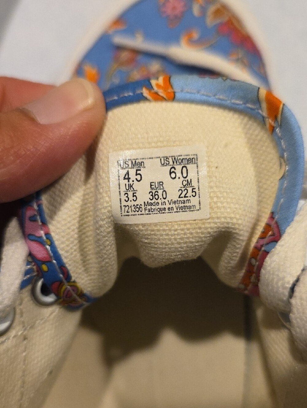 Vans Blue Floral Canvas Low-Top Sneakers for Women — White Trim - Picture 3 of 6